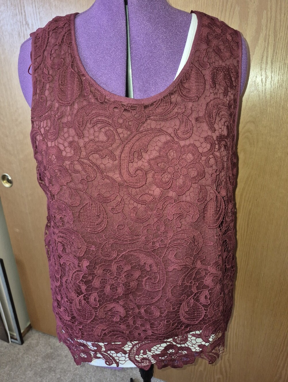 NWT Maroon Lace top